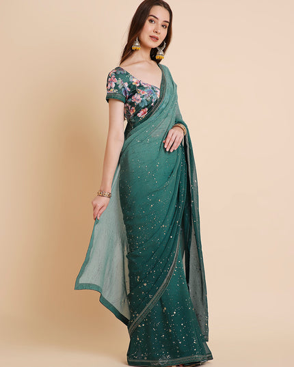 Georgette Tie-Dye Saree with Printed Blouse Piece