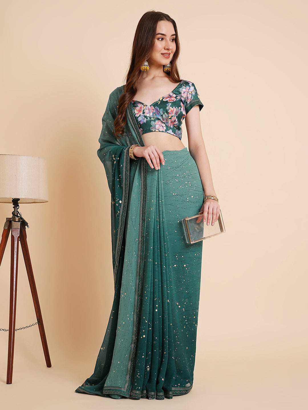Georgette Tie-Dye Saree with Printed Blouse Piece
