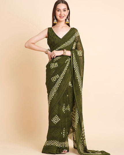 Shimmer Georgette Batik Printed Saree with Printed Blouse Piece