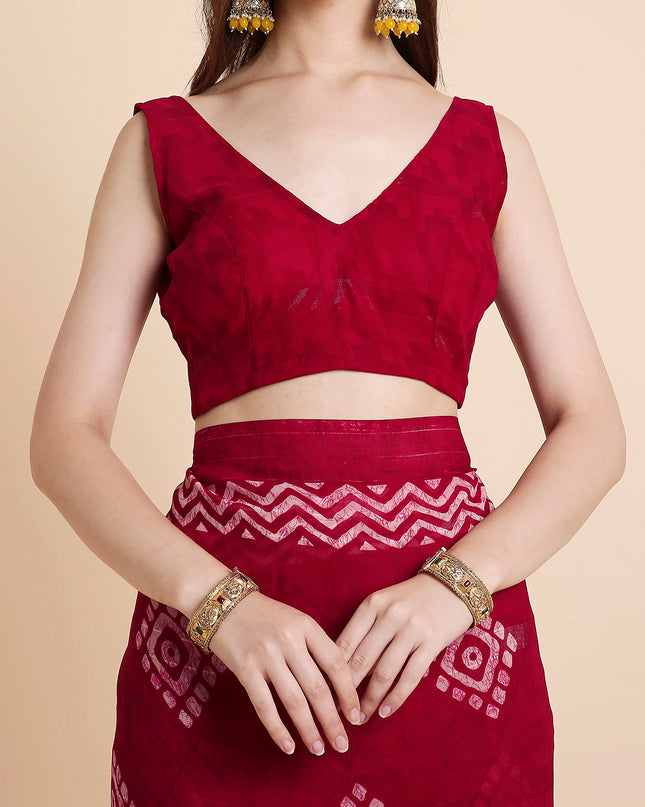 Shimmer Georgette Batik Printed Saree with Printed Blouse Piece
