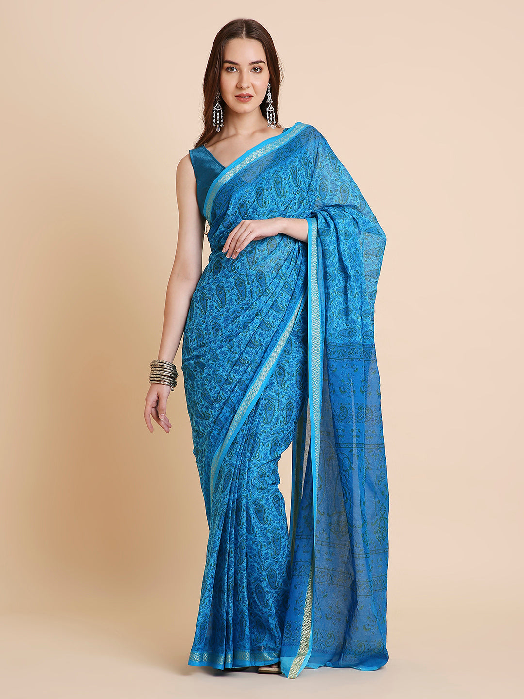 Pure Cotton Printed Mulmul Saree for Women with Blouse Piece
