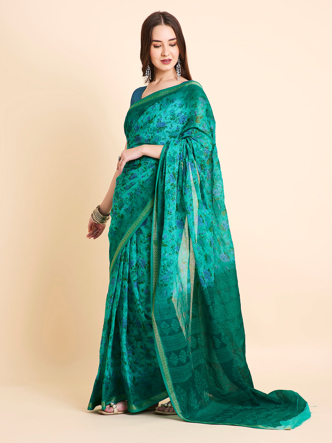 Pure Cotton Printed Mulmul Saree for Women with Blouse Piece