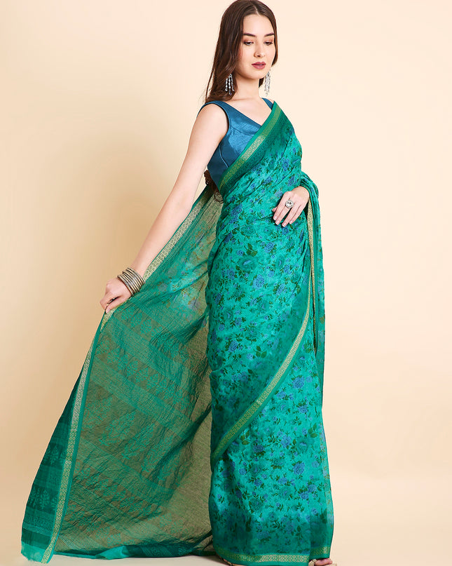 Pure Cotton Printed Mulmul Saree for Women with Blouse Piece