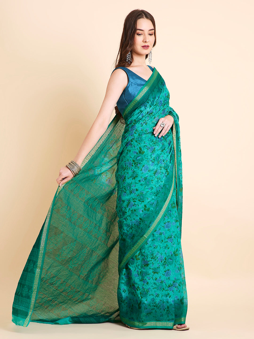 Pure Cotton Printed Mulmul Saree for Women with Blouse Piece