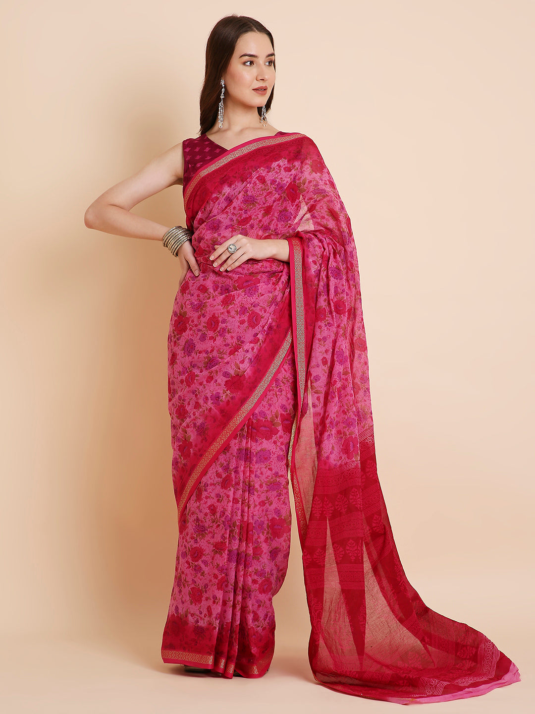Pure Cotton Printed Mulmul Saree for Women with Blouse Piece