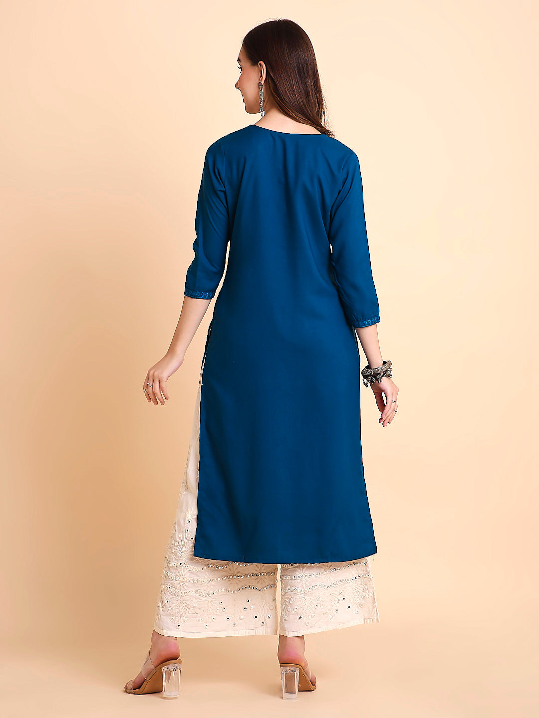 Rayon Straight Lucknowi Chikankari Ethnic Wear Kurta