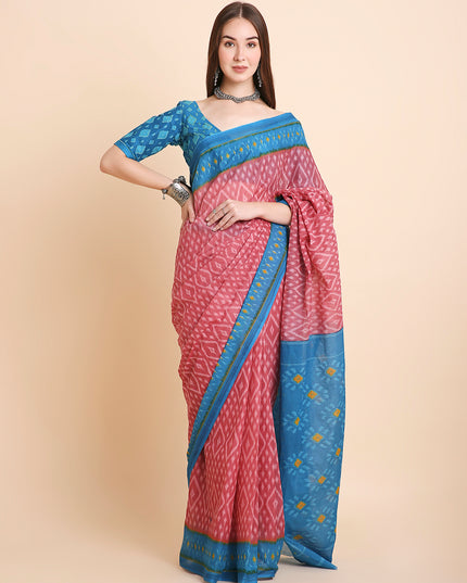 Pure Cotton Printed Mulmul Saree for Women with Blouse Piece