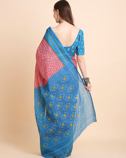 Pure Cotton Printed Mulmul Saree for Women with Blouse Piece