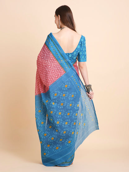 Pure Cotton Printed Mulmul Saree for Women with Blouse Piece