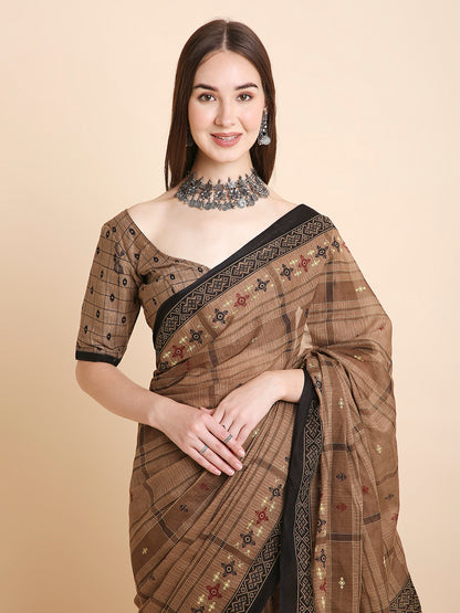 Pure Cotton Printed Mulmul Saree for Women with Blouse Piece