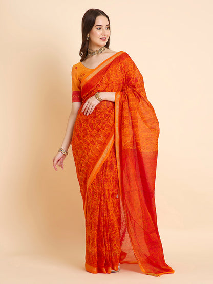 Pure Cotton Printed Mulmul Saree for Women with Blouse Piece