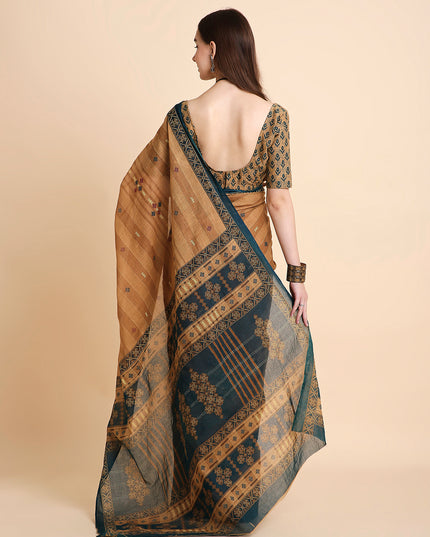 Pure Cotton Printed Mulmul Saree for Women with Blouse Piece