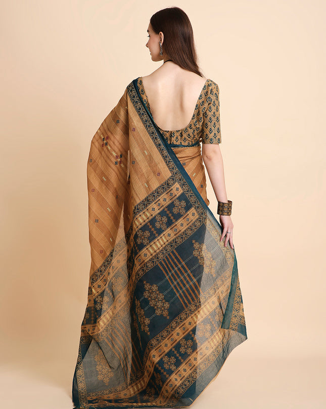 Pure Cotton Printed Mulmul Saree for Women with Blouse Piece