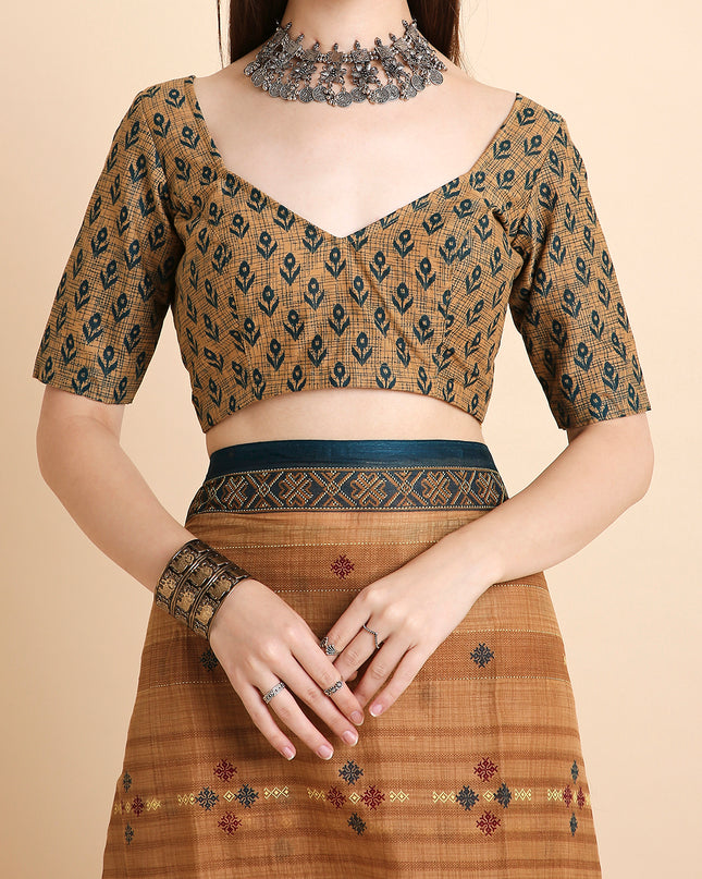 Pure Cotton Printed Mulmul Saree for Women with Blouse Piece