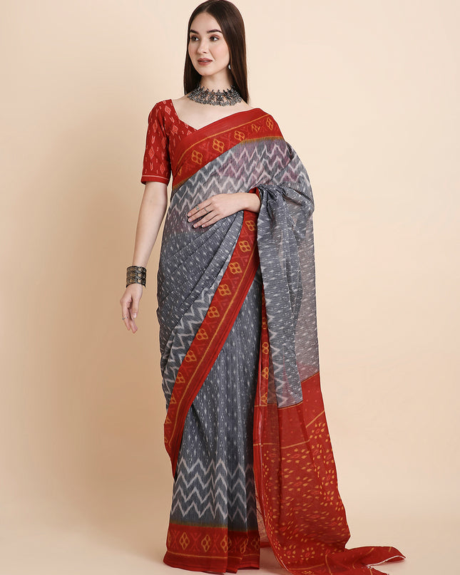 Pure Cotton Printed Mulmul Saree for Women with Blouse Piece
