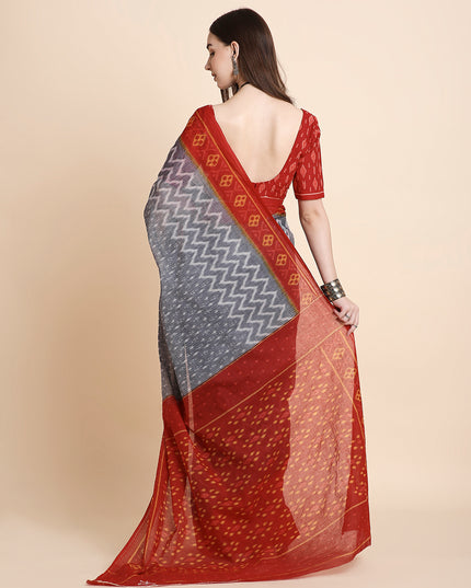 Pure Cotton Printed Mulmul Saree for Women with Blouse Piece