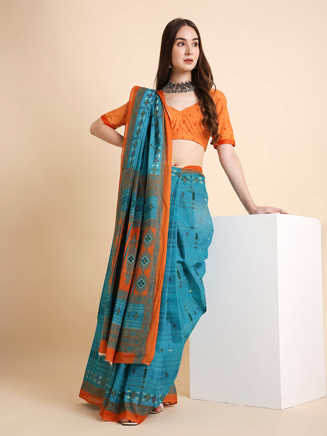Pure Cotton Printed Mulmul Saree for Women with Blouse Piece