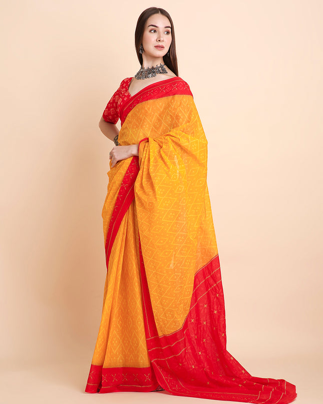 Pure Cotton Printed Mulmul Saree for Women with Blouse Piece