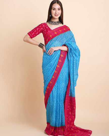 Pure Cotton Printed Mulmul Saree for Women with Blouse Piece