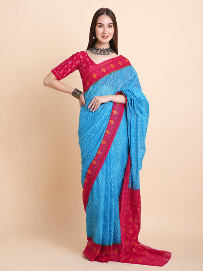 Pure Cotton Printed Mulmul Saree for Women with Blouse Piece