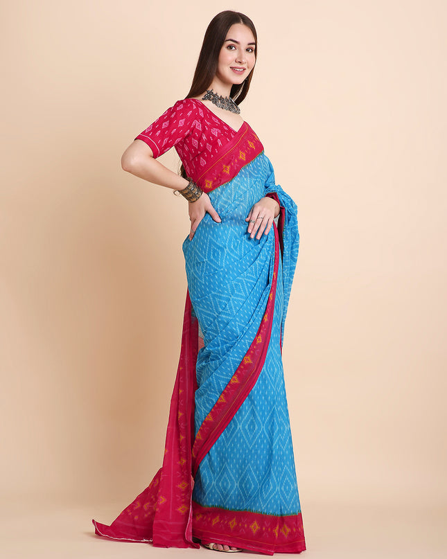 Pure Cotton Printed Mulmul Saree for Women with Blouse Piece