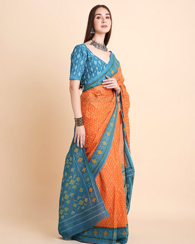 Pure Cotton Printed Mulmul Saree for Women with Blouse Piece