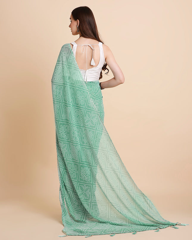 Chiffon Bandhani Printed Saree without Blouse Piece
