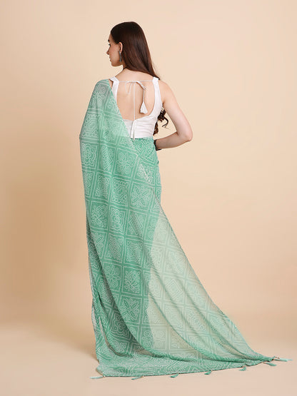 Chiffon Bandhani Printed Saree without Blouse Piece