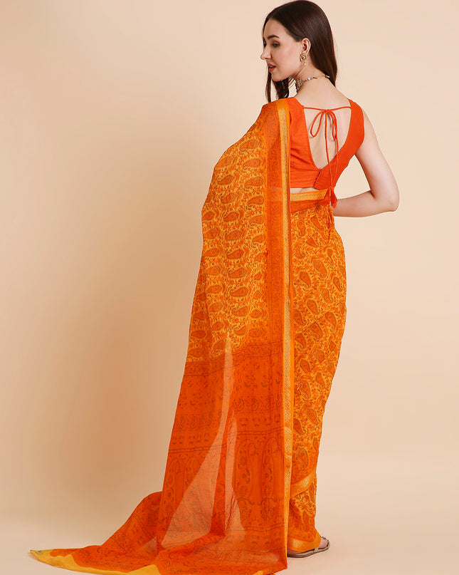 Pure Cotton Printed Mulmul Saree for Women with Blouse Piece