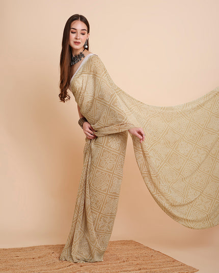 Chiffon Bandhani Printed Saree without Blouse Piece