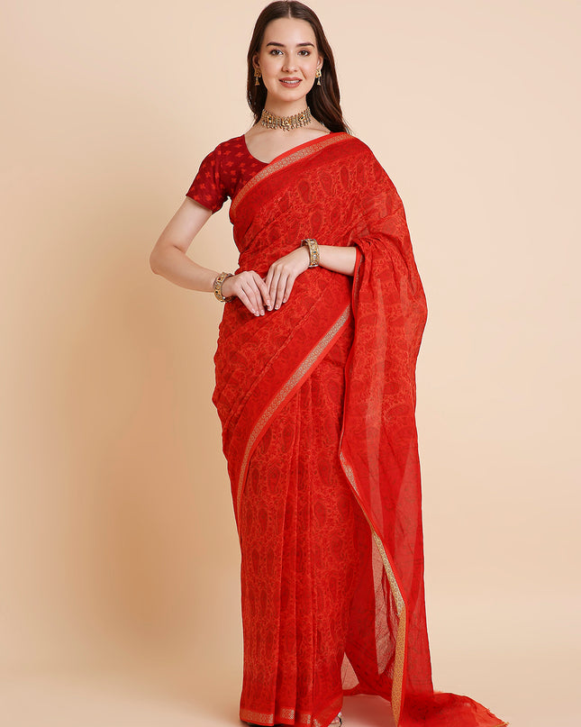 Pure Cotton Printed Mulmul Saree for Women with Blouse Piece