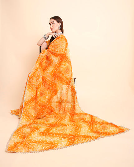 Crush Tissue Bandhani Printed Saree with Running Blouse Piece