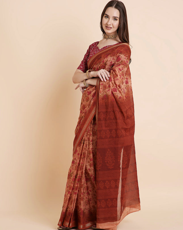 Pure Cotton Printed Mulmul Saree for Women with Blouse Piece