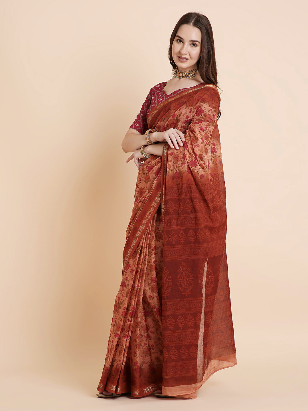 Pure Cotton Printed Mulmul Saree for Women with Blouse Piece