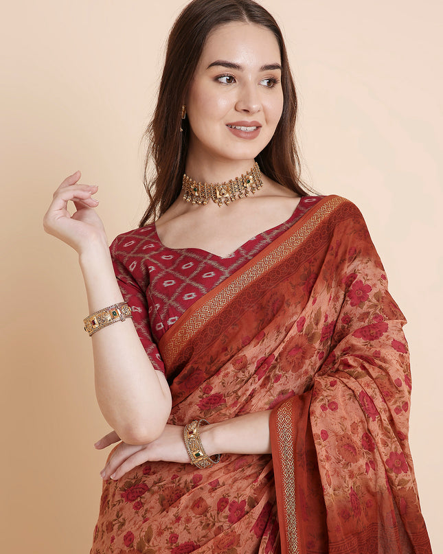 Pure Cotton Printed Mulmul Saree for Women with Blouse Piece