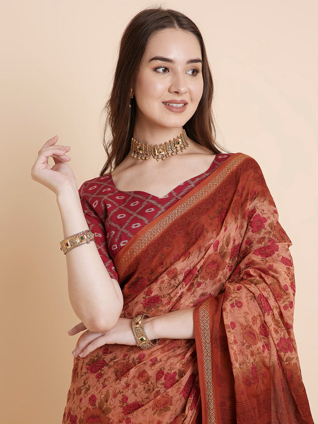 Pure Cotton Printed Mulmul Saree for Women with Blouse Piece
