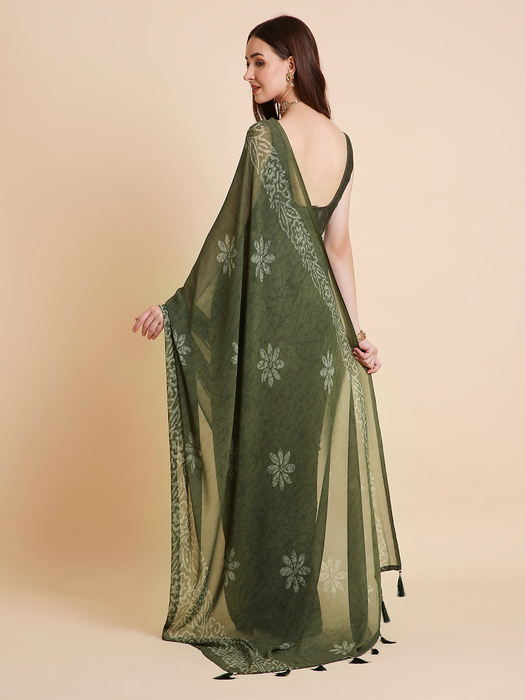 Georgette Batik Printed Saree with Unstitched Blouse Piece