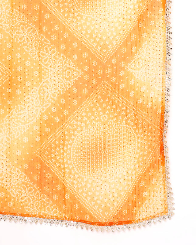 Crush Tissue Bandhani Printed Saree with Running Blouse Piece