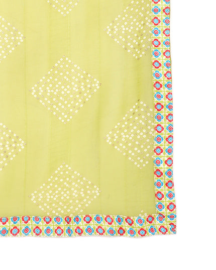 Chiffon Bandhani Printed Saree with Unstitched Blouse Piece