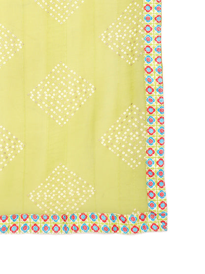 Chiffon Bandhani Printed Saree with Unstitched Blouse Piece
