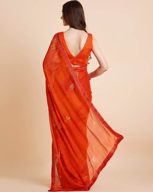 Shimmer Chiffon Printed Saree with Unstitched Blouse Piece