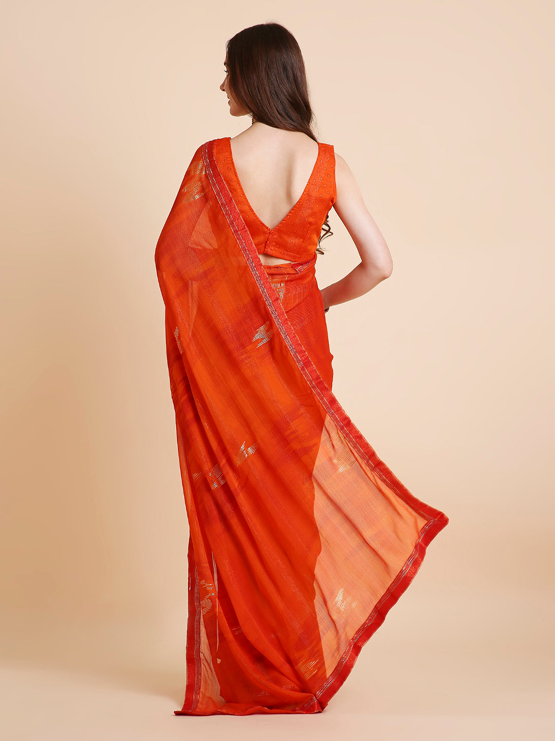 Shimmer Chiffon Printed Saree with Unstitched Blouse Piece
