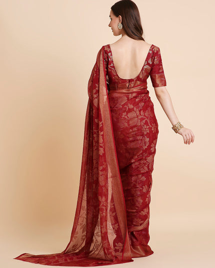 Shimmer Brasso Floral Saree with Running Blouse Piece