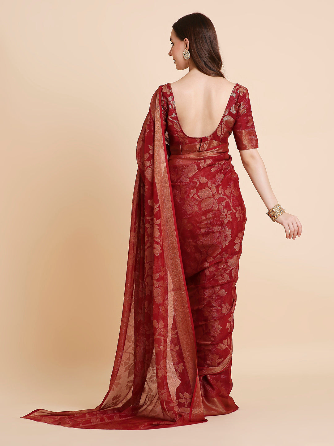 Shimmer Brasso Floral Saree with Running Blouse Piece