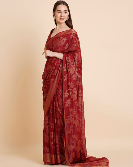 Shimmer Brasso Floral Saree with Running Blouse Piece