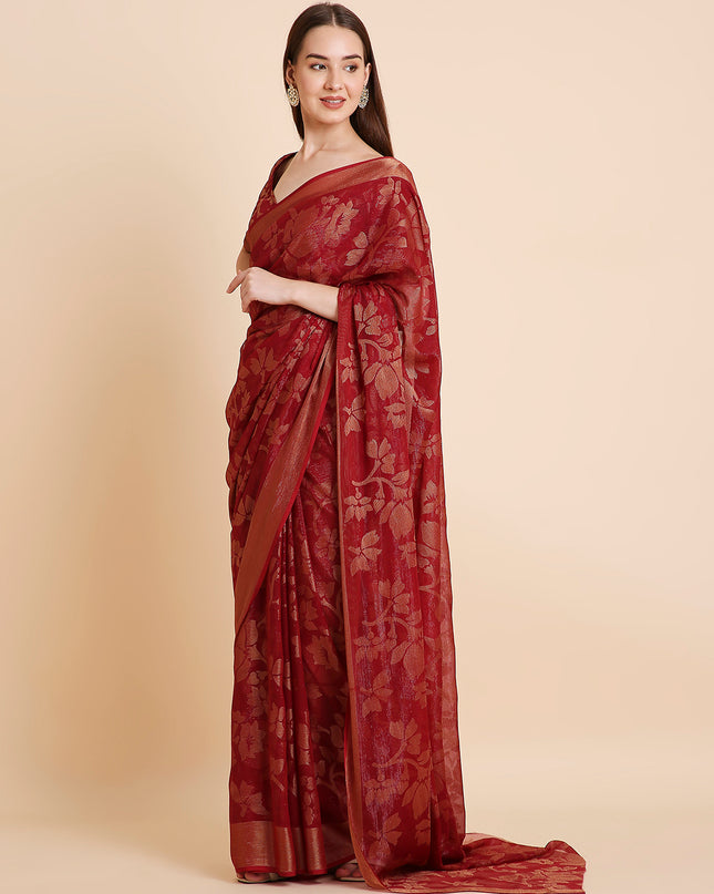 Shimmer Brasso Floral Saree with Running Blouse Piece
