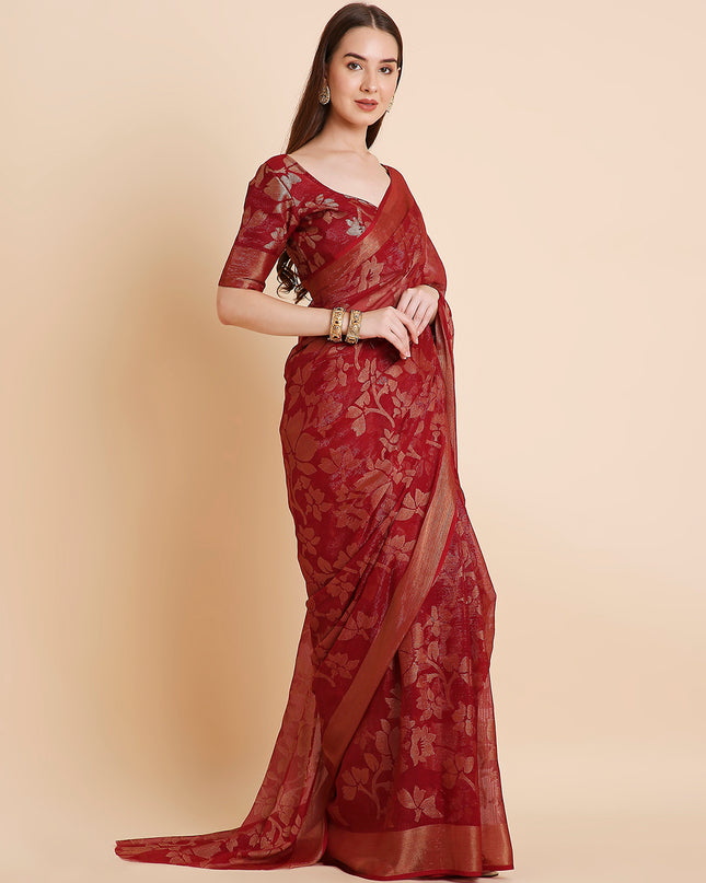 Shimmer Brasso Floral Saree with Running Blouse Piece