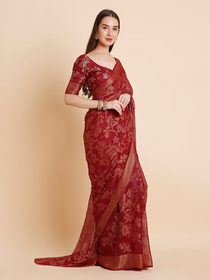 Shimmer Brasso Floral Saree with Running Blouse Piece