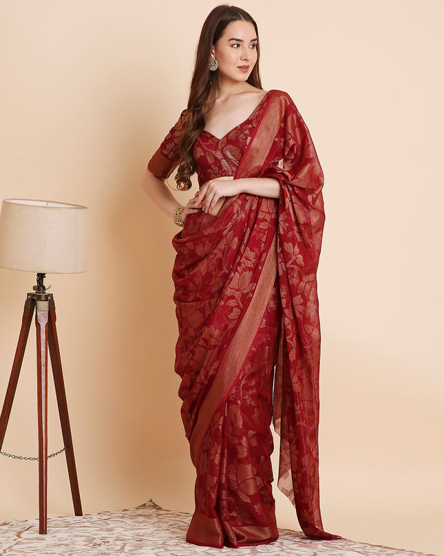 Shimmer Brasso Floral Saree with Running Blouse Piece