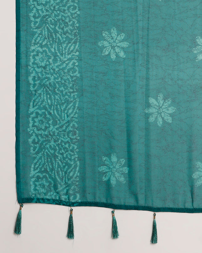 Georgette Batik Printed Saree with Unstitched Blouse Piece
